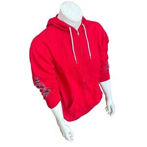 Men's Harley Davidson Red Zipper Hoodie Sweatshirt Size Large